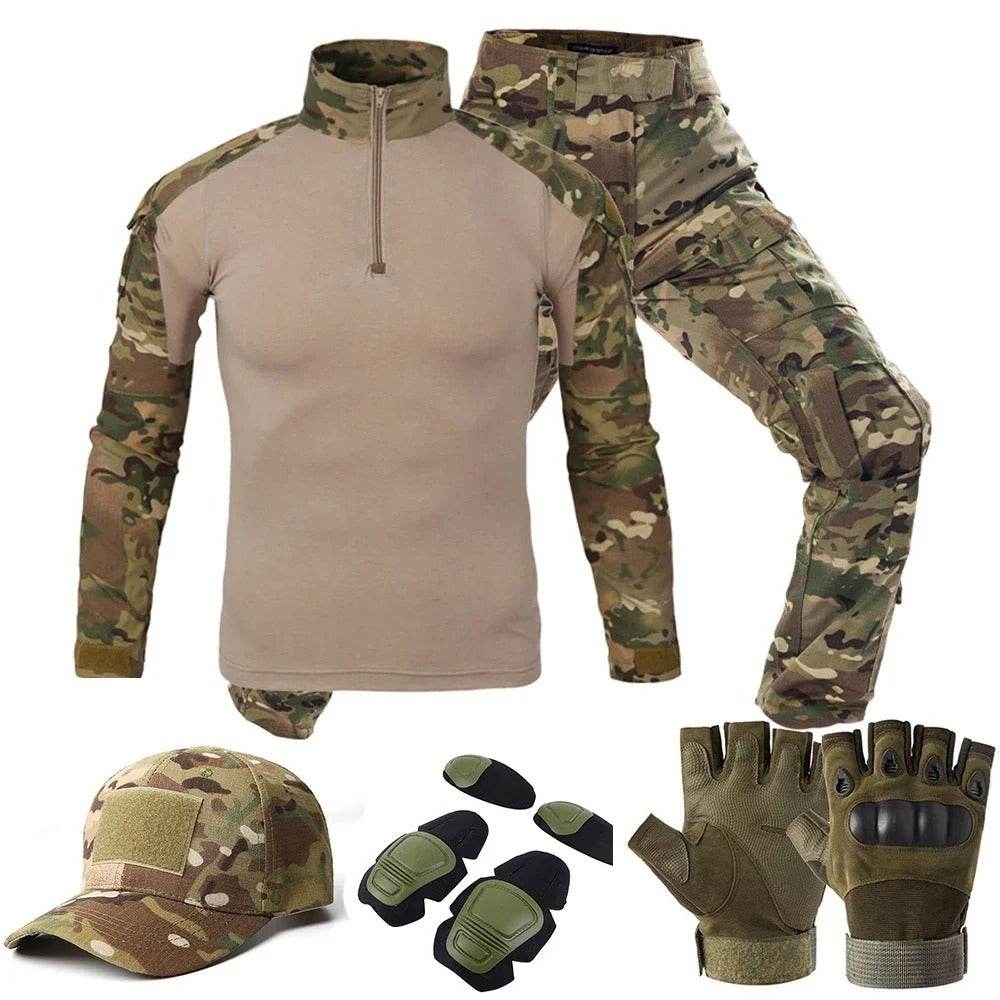 Outdoor camouflage suit in tan and green for tactical activities