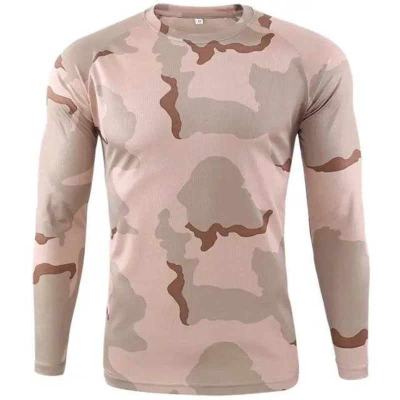 Camo Pattern Quick Dry T-Shirt in Beige for Outdoor Activities
