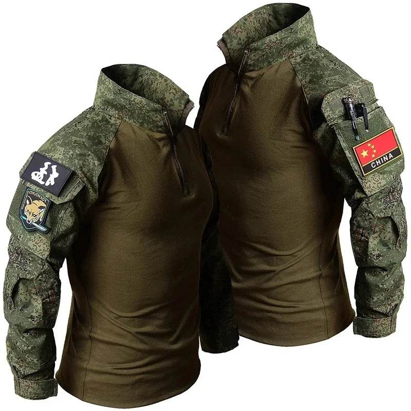 2 Pcs Tactical Set - Long Sleeve T-shirts And Multi-pocket Pants - Military-Outdoors.com