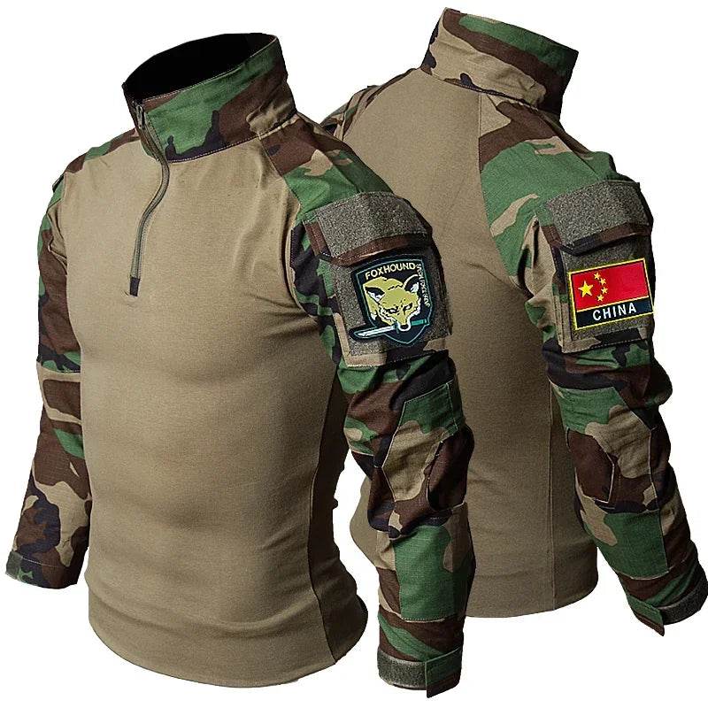 2 Pcs Tactical Set - Long Sleeve T-shirts And Multi-pocket Pants - Military-Outdoors.com