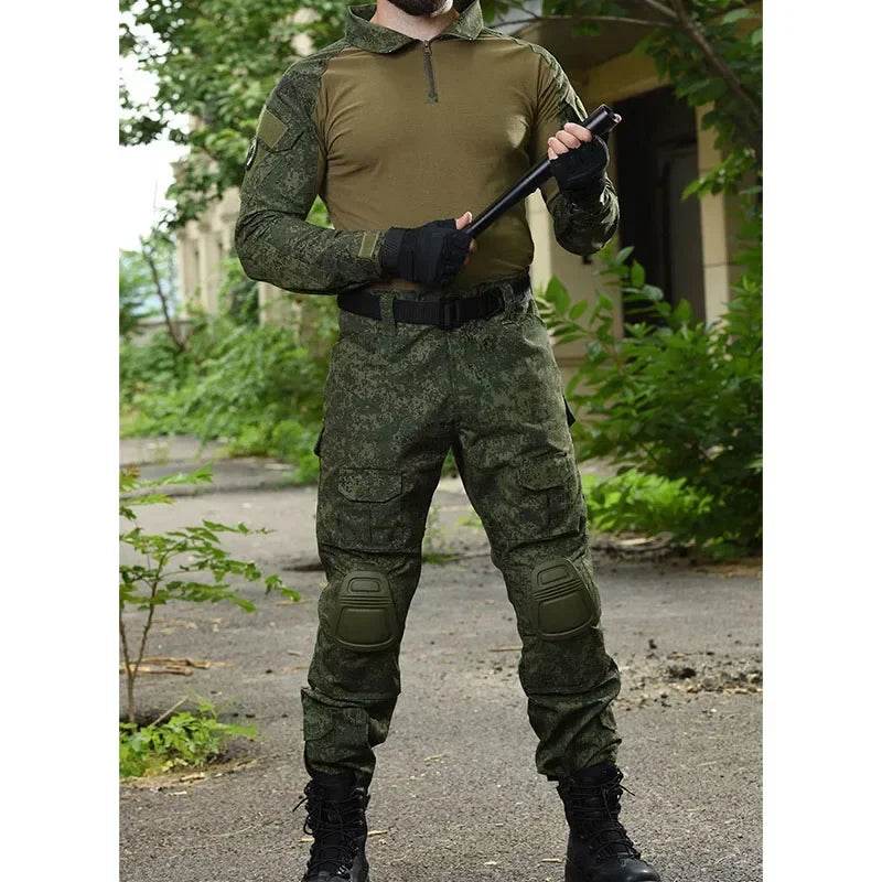 2 Pcs Tactical Set - Long Sleeve T-shirts And Multi-pocket Pants - Military-Outdoors.com