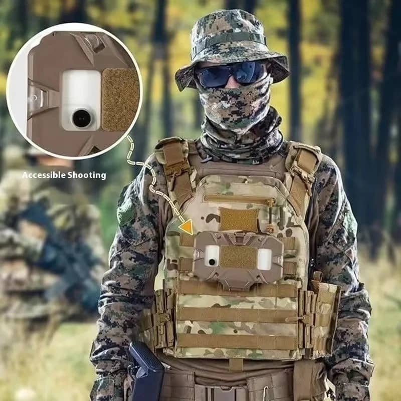Military-Outdoors pouch vest phone holder for accessible shooting
