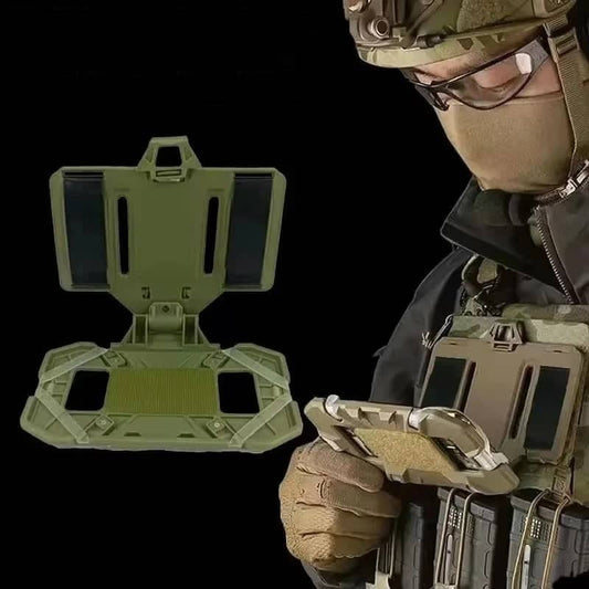 Military-Outdoors Green Vest Phone Holder with Secure Fit for Easy Access