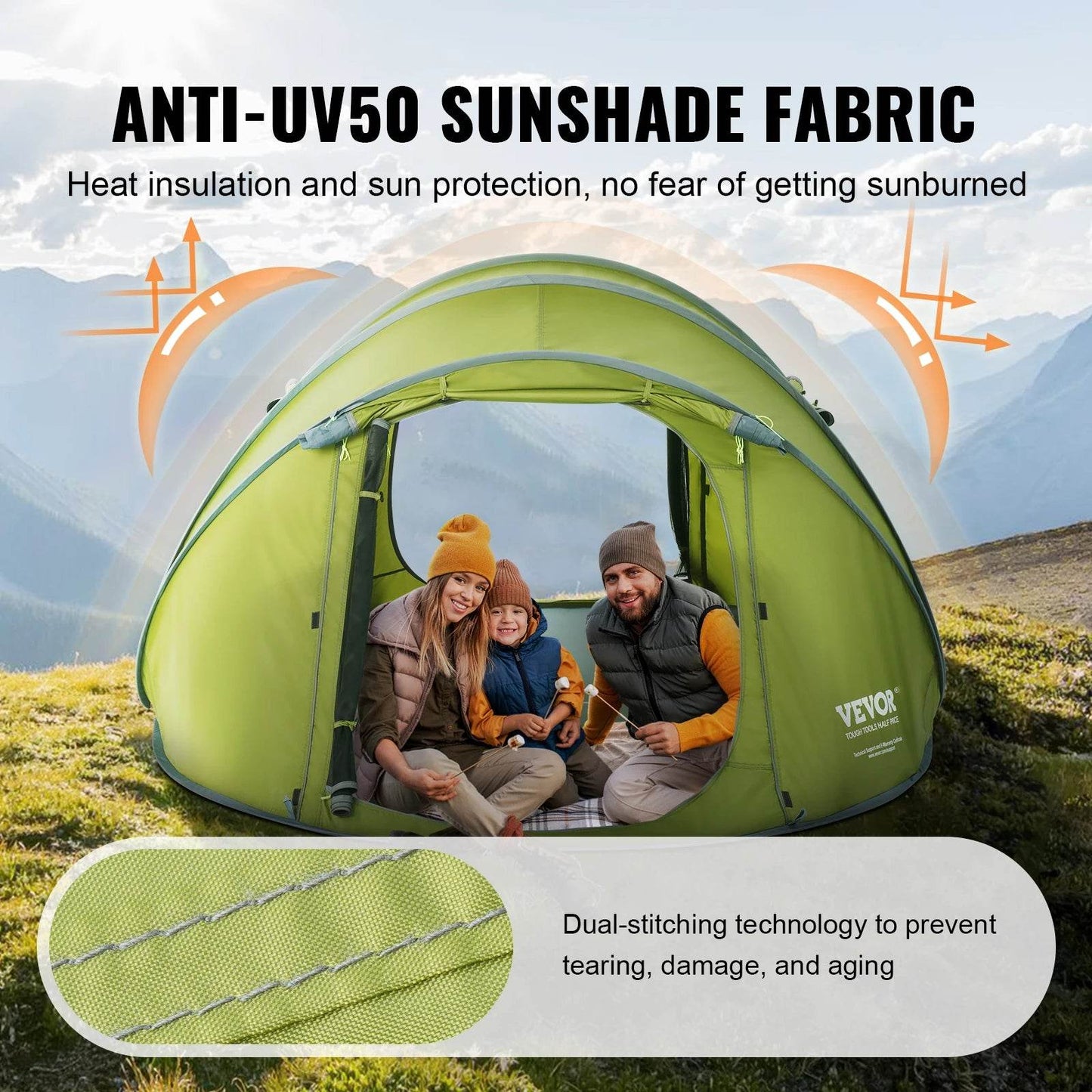 VEVOR Pop-Up Waterproof Backpacking Tent Fit 4 Person - Military-Outdoors.com