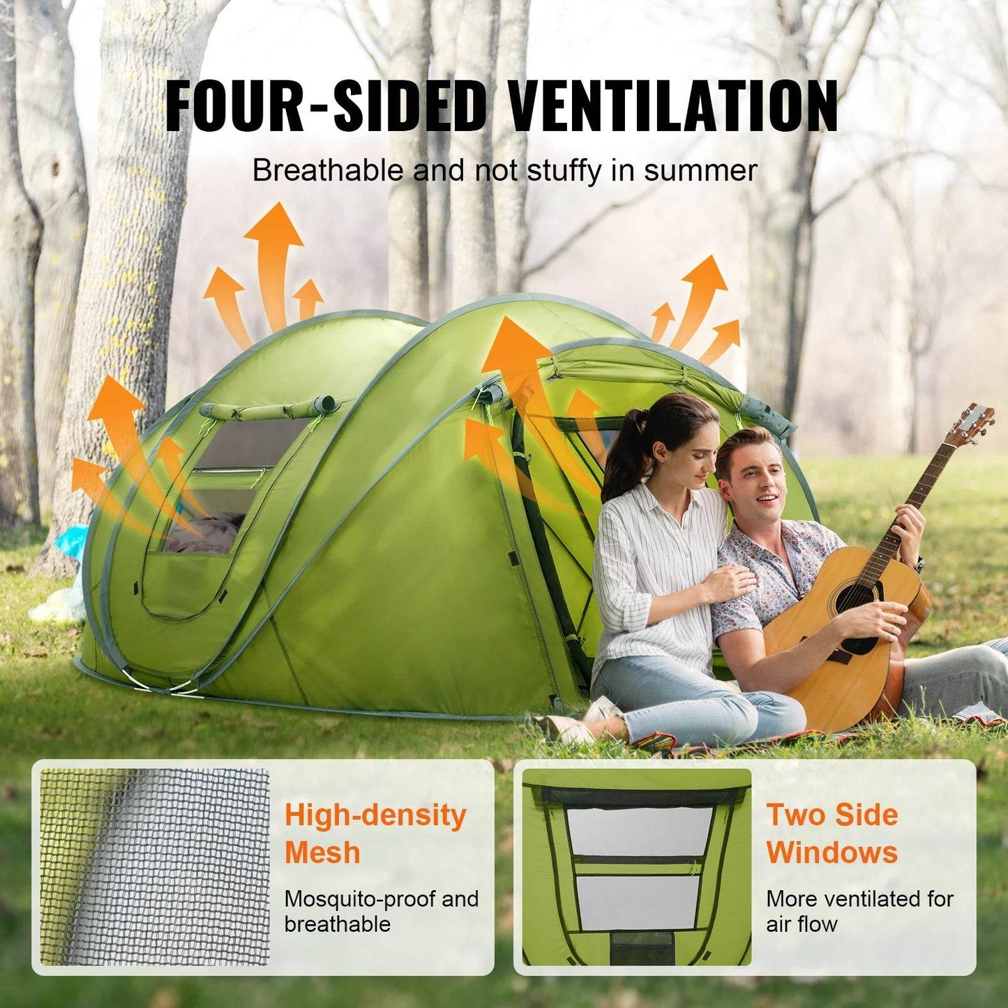 VEVOR Pop-Up Waterproof Backpacking Tent Fit 4 Person - Military-Outdoors.com