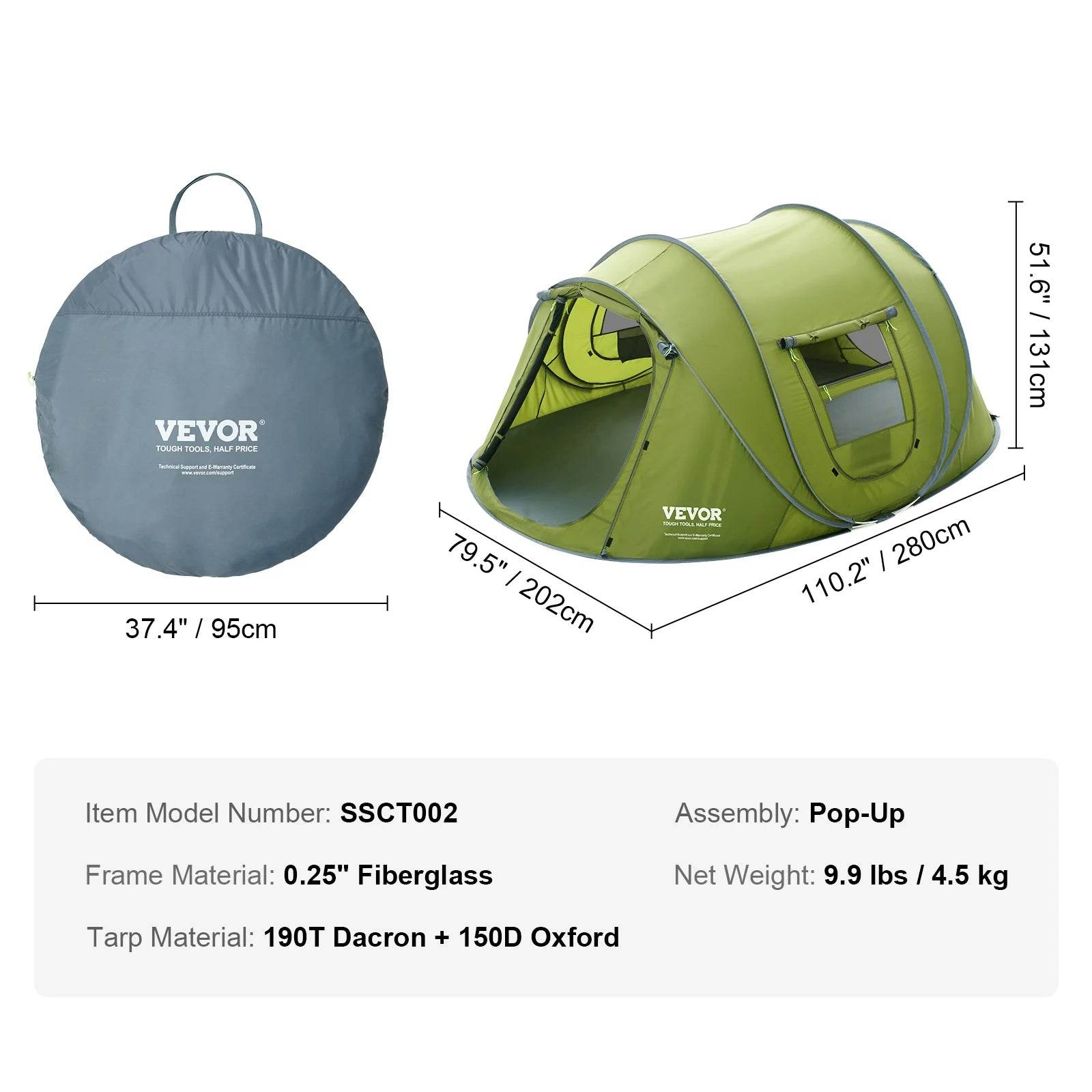 VEVOR Pop-Up Waterproof Backpacking Tent Fit 4 Person - Military-Outdoors.com