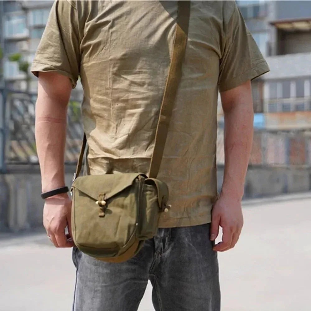 Vietnam War drum mag pouch in olive green for tactical storage