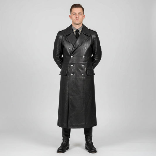 German SS Officer Coat in black, ideal for cosplay or reenactments