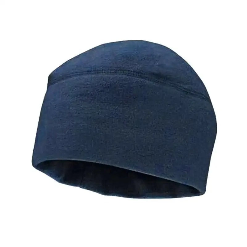 Navy outdoors warm fleece cap designed for comfort and warmth during outdoor activities