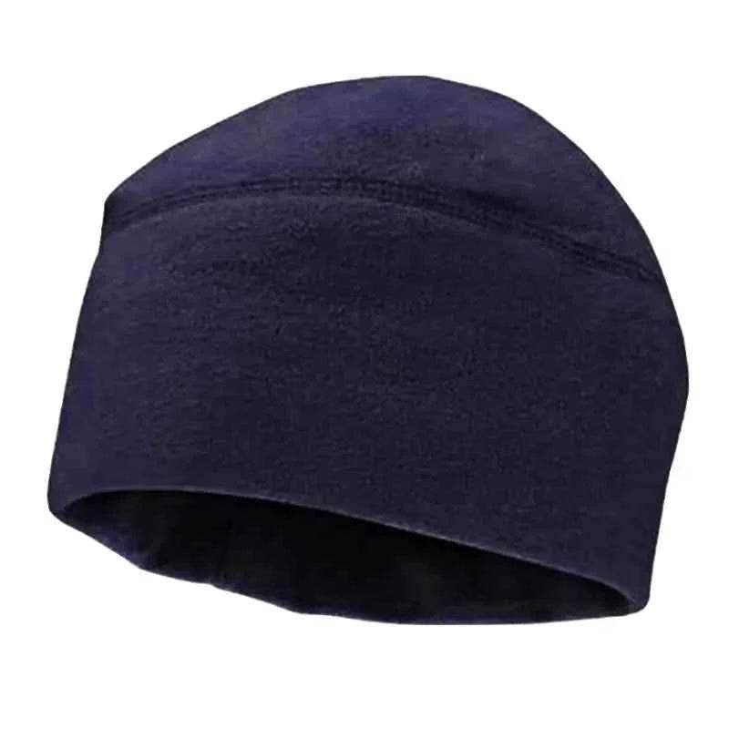 Navy warm fleece cap for outdoors, perfect for cold weather activities and daily wear
