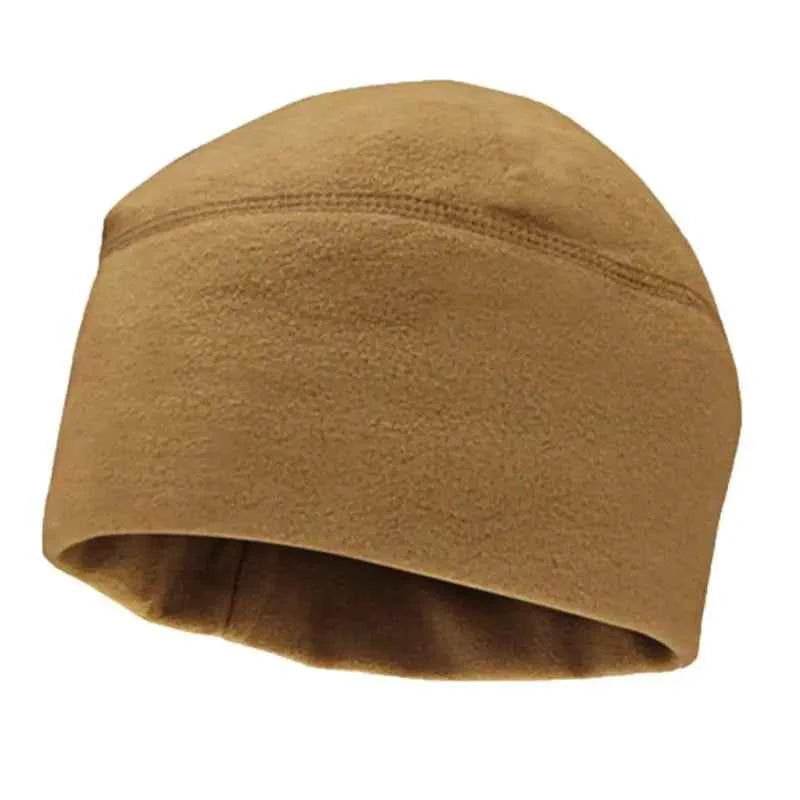 Warm fleece cap for outdoors in tan color, ideal for cold weather activities