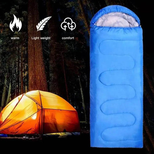 Lightweight blue warm sleeping bag designed for comfort during outdoor camping trips