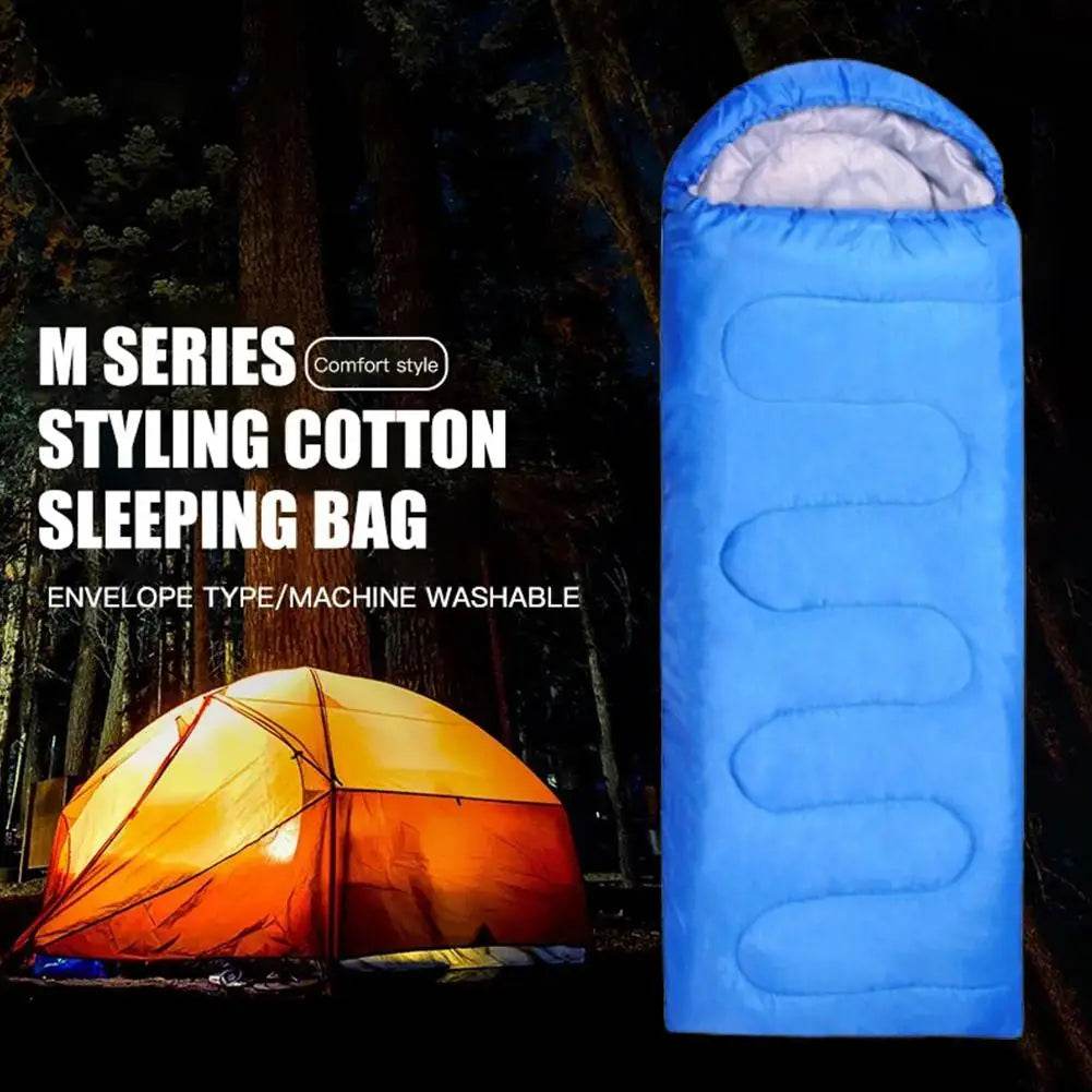 Blue M Series Styling Cotton Sleeping Bag designed for comfort and warmth, perfect for camping and outdoor use