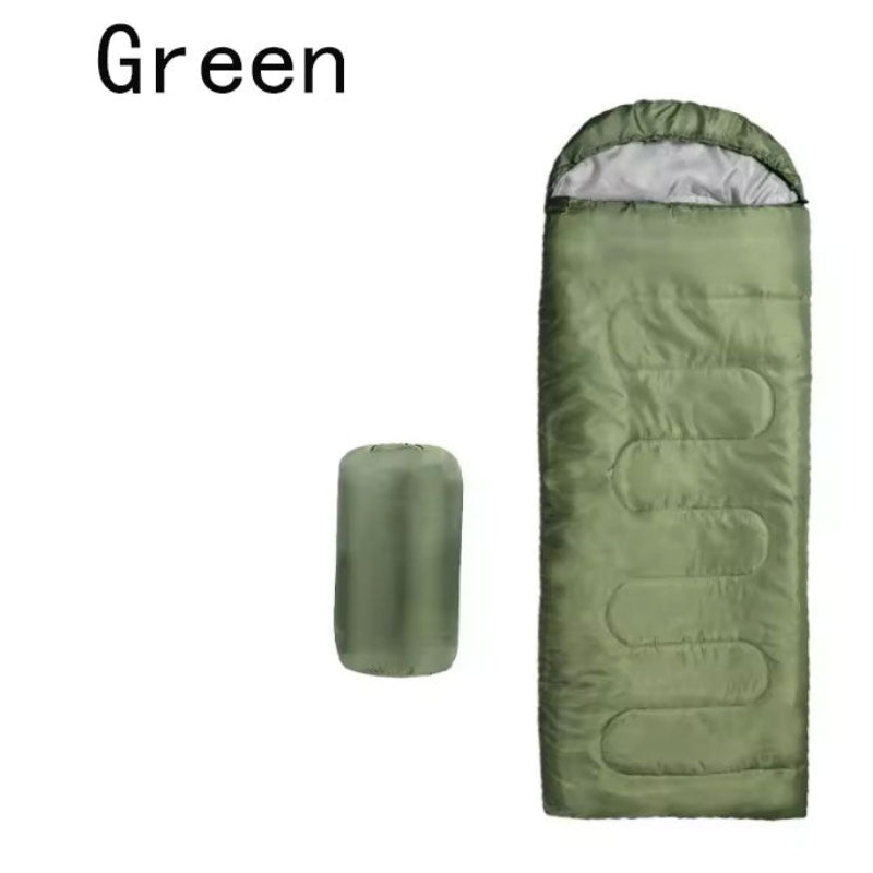 Green warm sleeping bag with durable fabric for camping and outdoor use