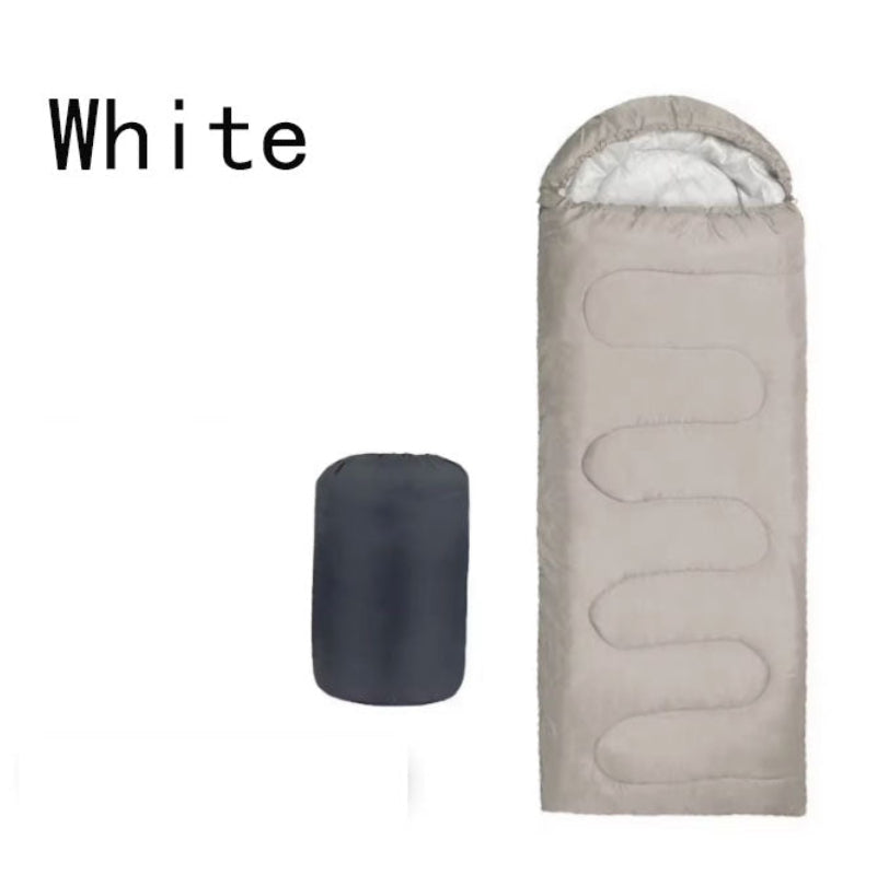 Warm sleeping bag in white, perfect for camping and outdoor adventures
