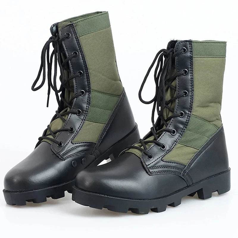 Military-Outdoors Water-Resistant Outdoor Boots in Olive Green for Tactical Wear