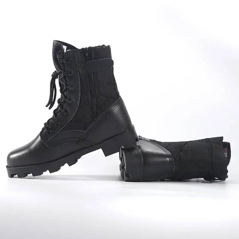 Military-Outdoors Black Tactical Boots for rugged outdoor use, water-resistant outdoor boots