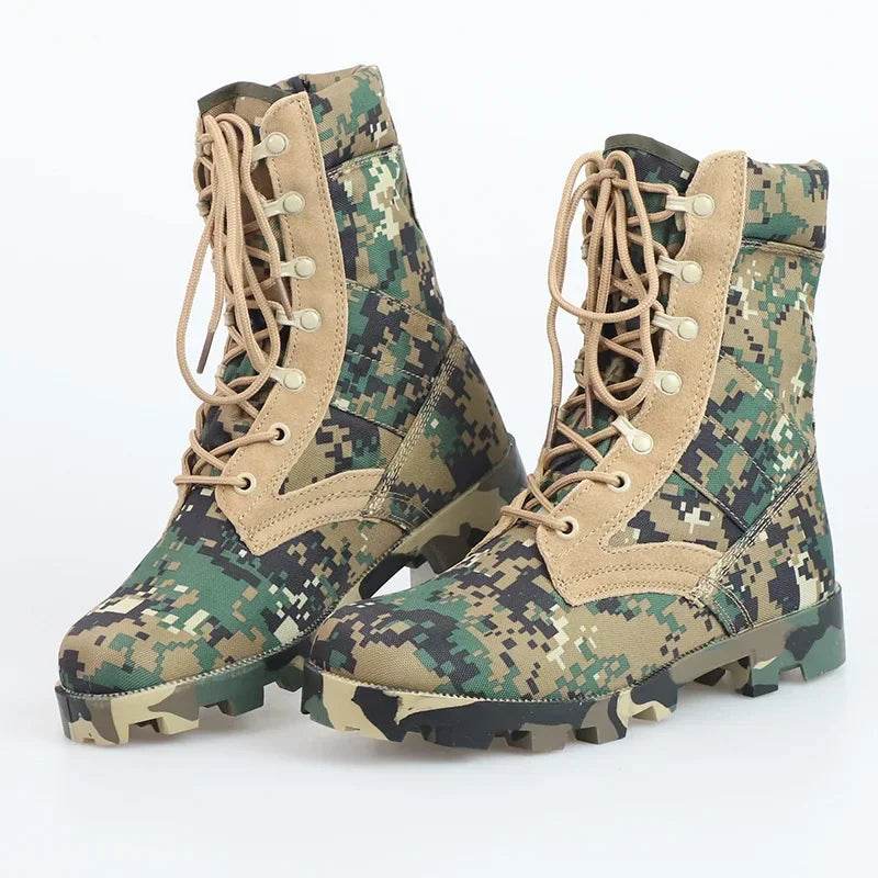 Military-Outdoors Camouflage Tactical Boots, durable water-resistant outdoor boots