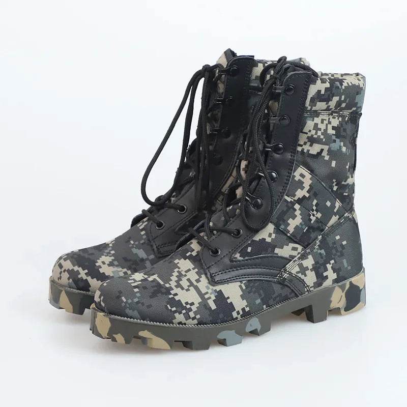 Military-Outdoors Camouflage Tactical Boots, water-resistant outdoor boots for rugged terrains