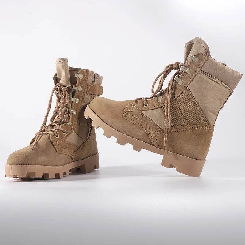 Military-Outdoors Tan Tactical Boots with Water-Resistant Outdoor Boots feature