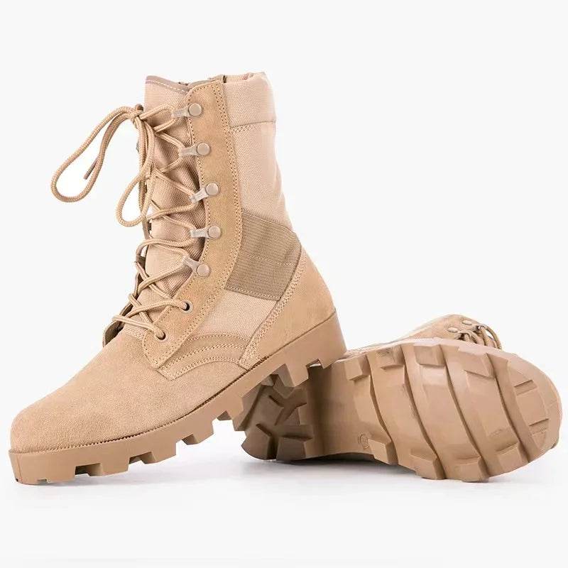 Military-Outdoors Tan Tactical Boots featuring water-resistant outdoor boots