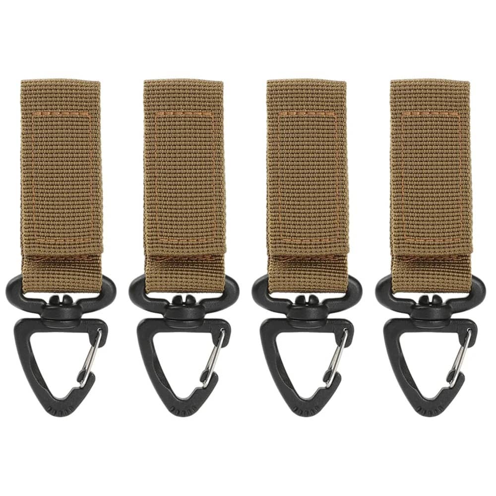 Webbing buckle in tan color for outdoor gear attachment