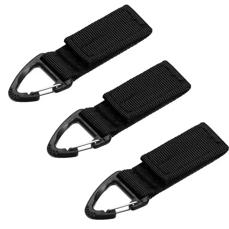 Black webbing buckle set for secure fastening on outdoor gear