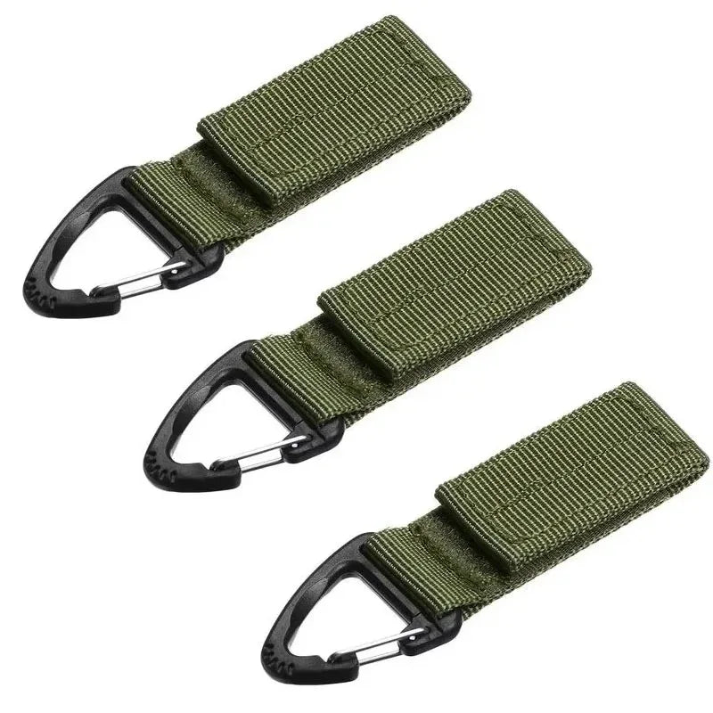 Green webbing buckle for secure attachment in outdoor gear