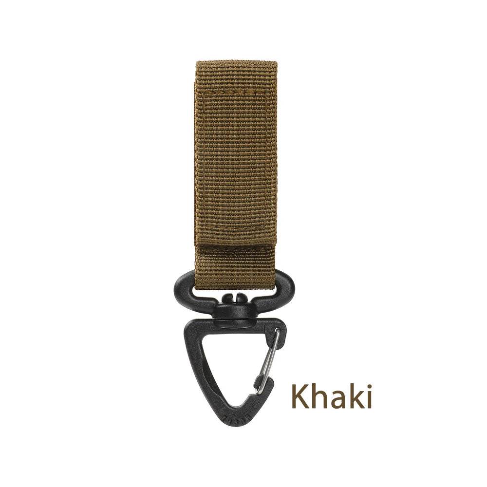 Khaki webbing buckle for secure attachment and outdoor gear