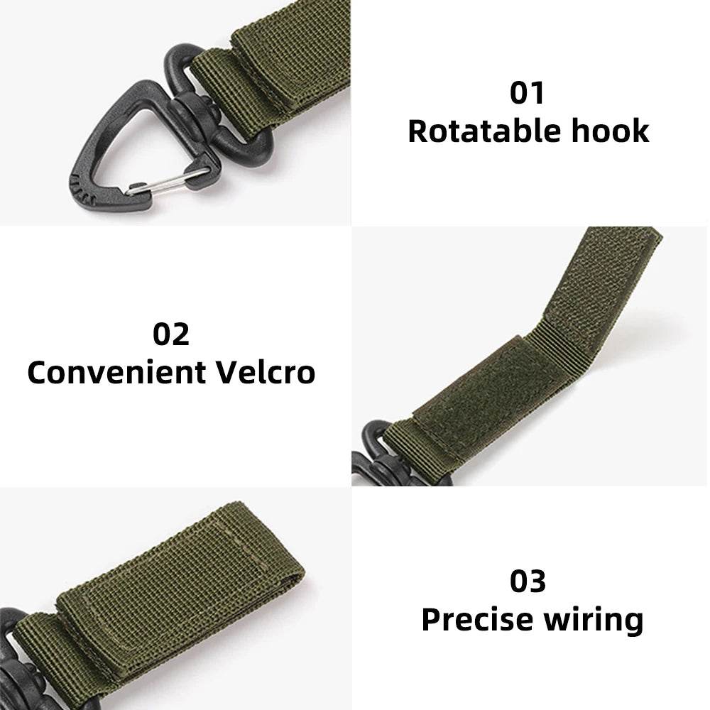 Webbing buckle with rotatable hook and convenient Velcro for versatile usage