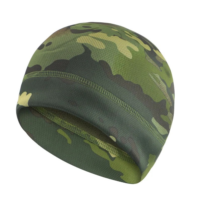 Camouflage windproof fleece winter cap designed for warmth and comfort in cold weather