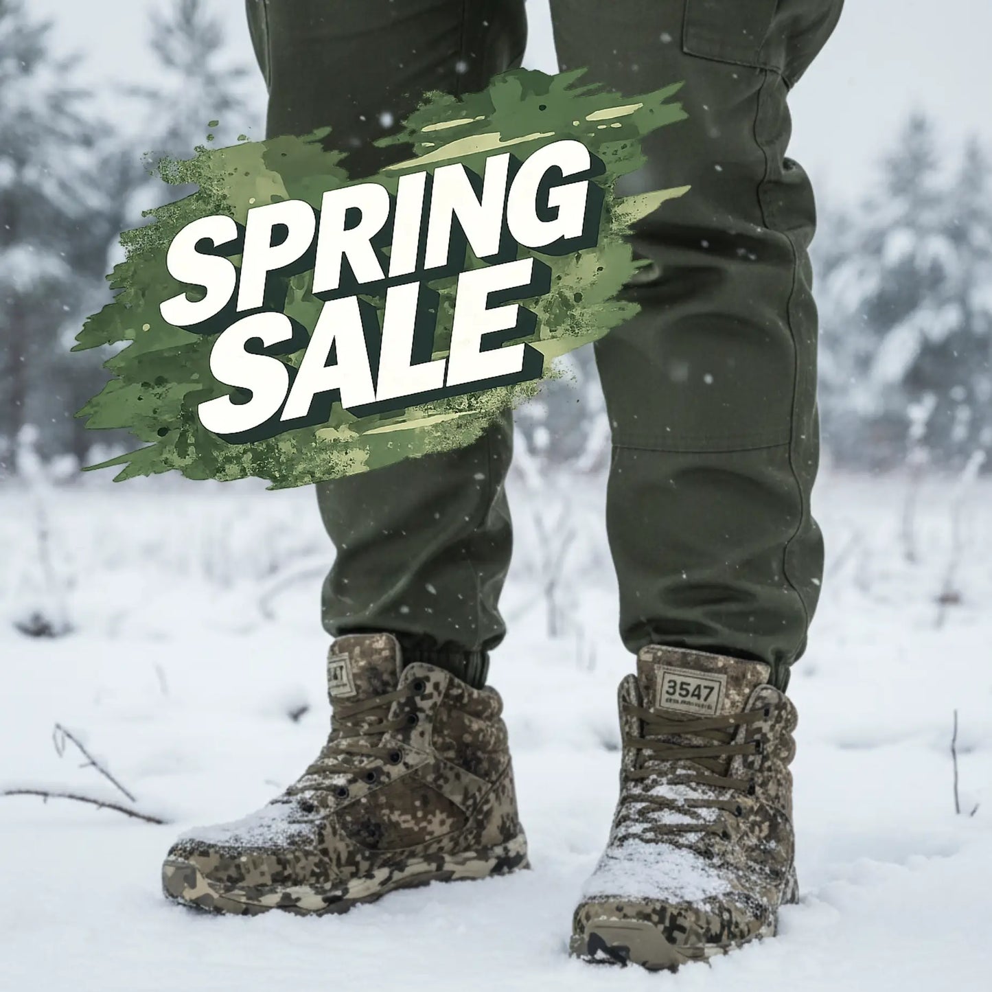 Winter army combat boots in camouflage for tactical outdoor use