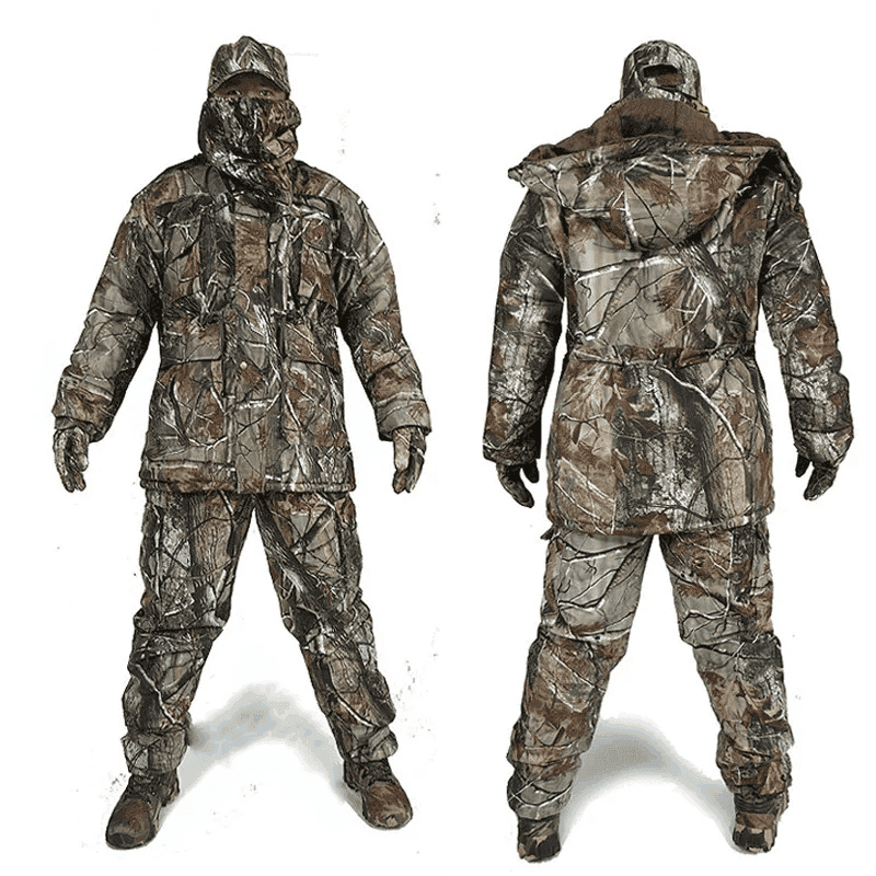 Winter camouflage jacket & pants in woodland pattern for outdoor use
