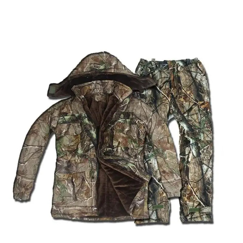 Winter camouflage jacket and pants for outdoor hunting adventures