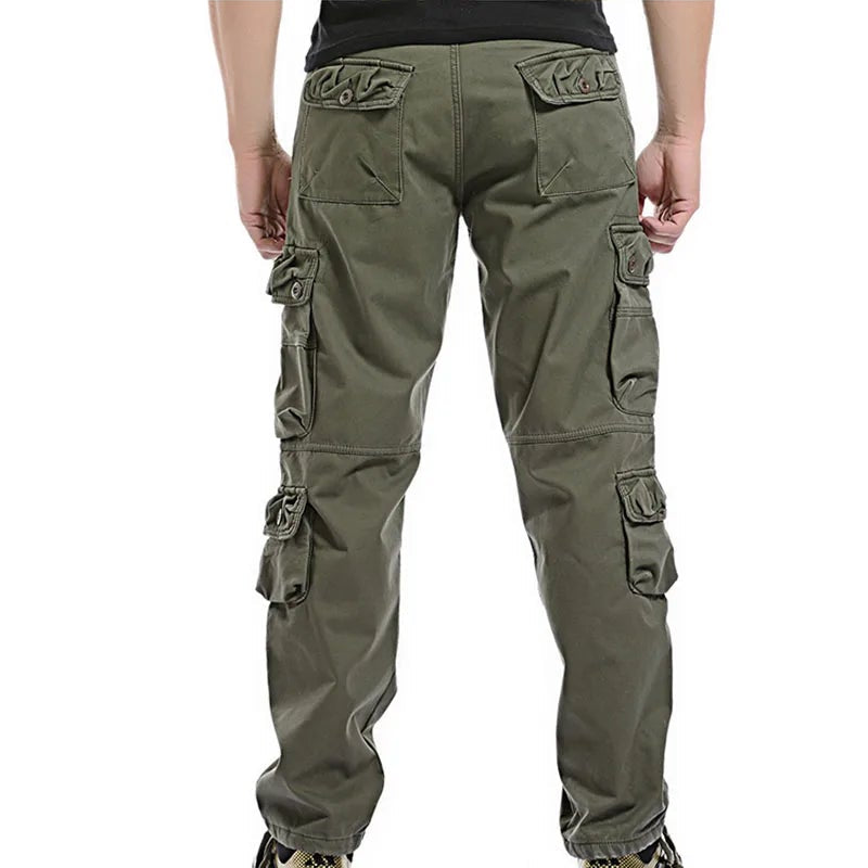 Winter cargo fleece pants in olive green for cold weather adventures