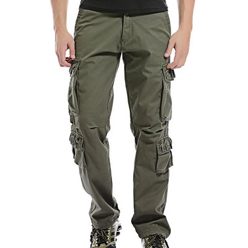 Winter cargo fleece pants in olive green for warm outdoor activities