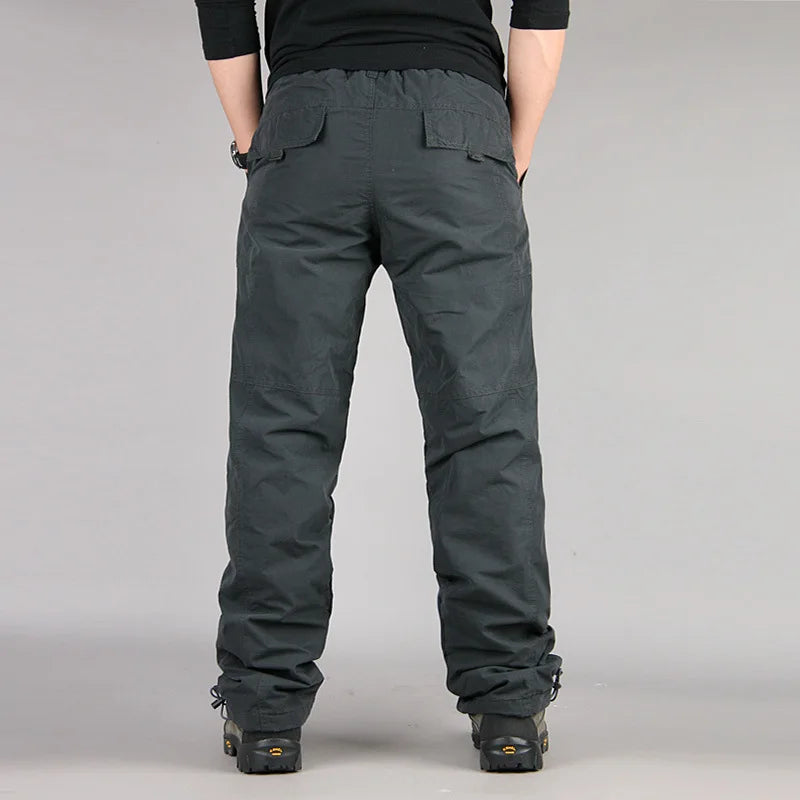 Winter fleece military pants in dark gray for cold weather outdoor activities