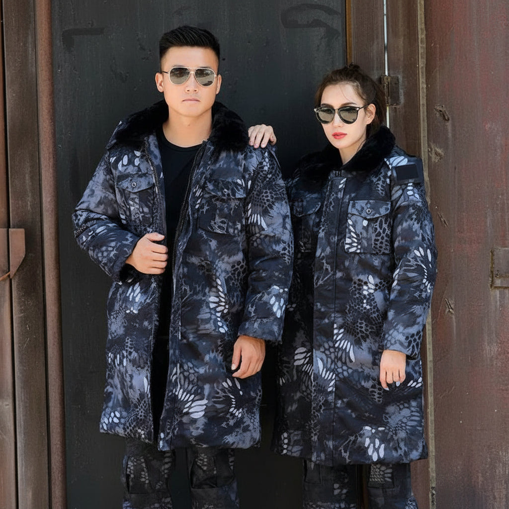 Camouflage Winter Outdoor Coat with Fur Collar for Cold Weather Comfort