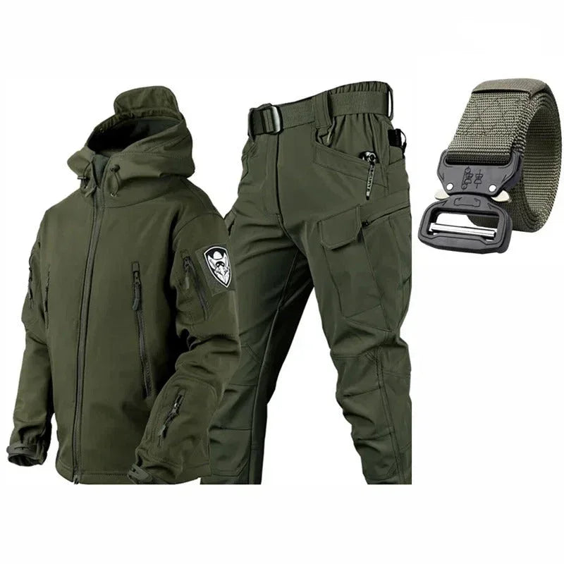 Military-Style Winter Suit Set in Olive Green for Cold Weather Protection