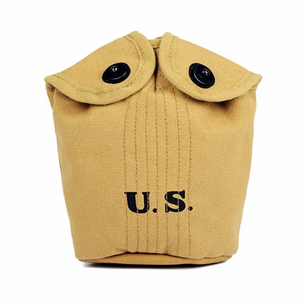 WW2 Army Canteen Kit in tan with U.S. insignia for military enthusiasts
