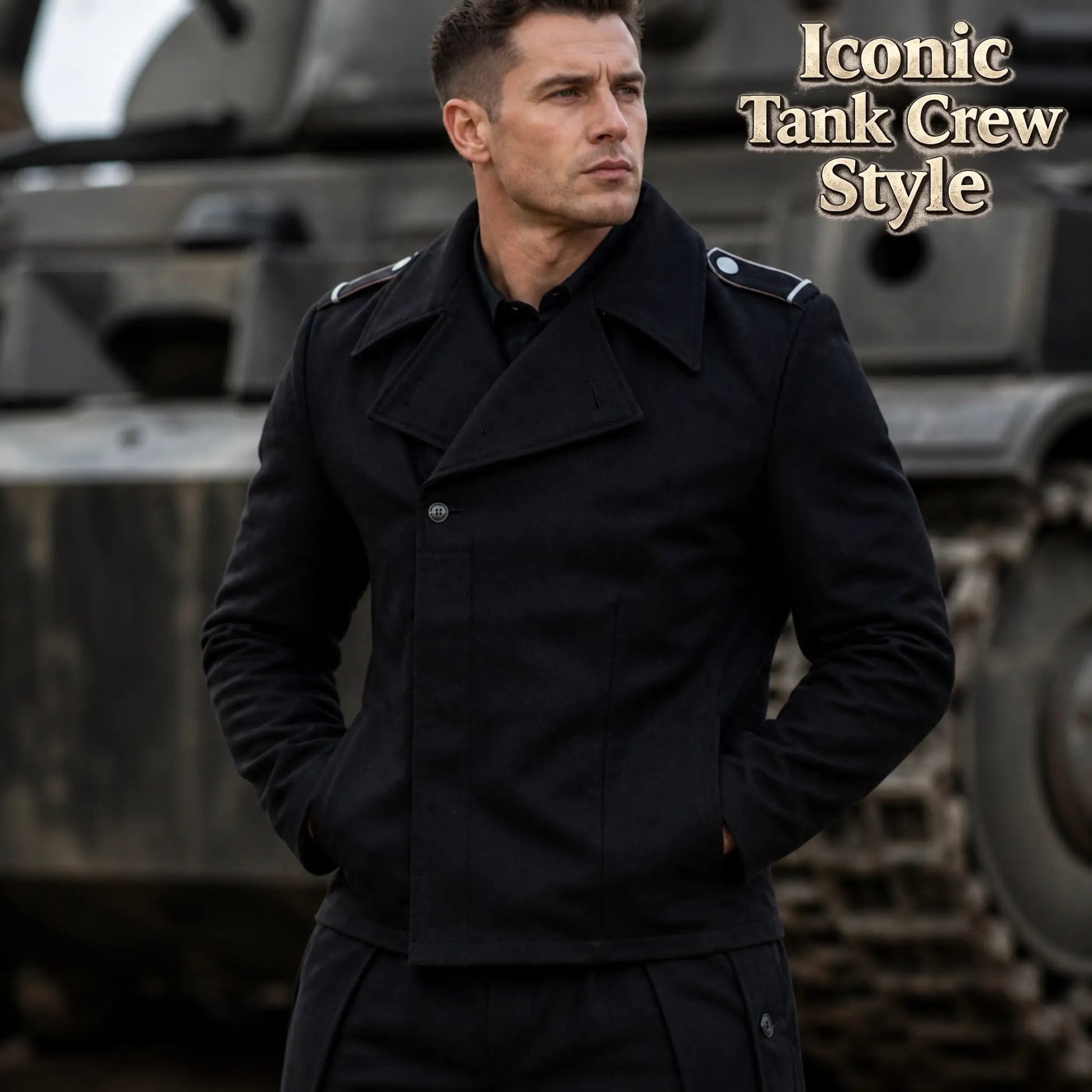 WW2 Panzer Uniform in black, iconic tank crew style for historical reenactments