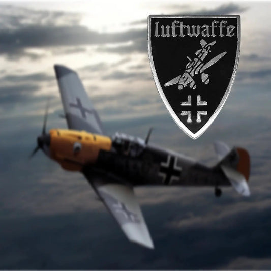 WWII Luftwaffe metal badge featuring aircraft design for collectors and enthusiasts