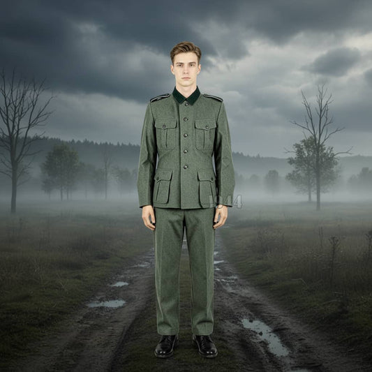 WWII M36 German officer uniform replica with wool-blend jacket and matching pants for reenactment, theater and collector display