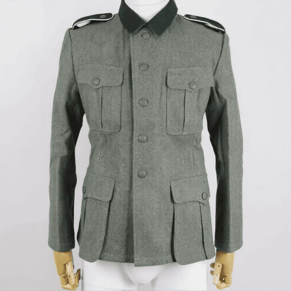 WWII M36 German Uniform in gray with four front pockets for collectors