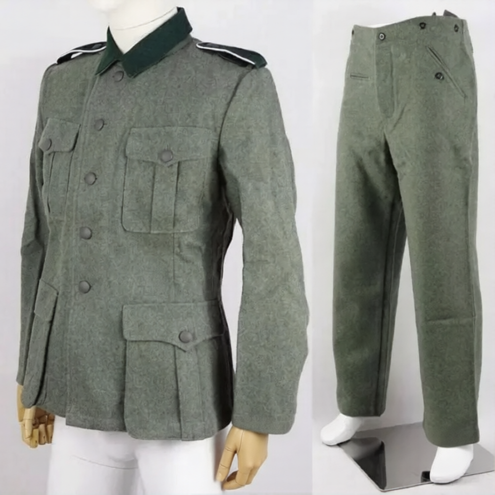 WWII M36 German Uniform in gray with authentic military design for reenactments