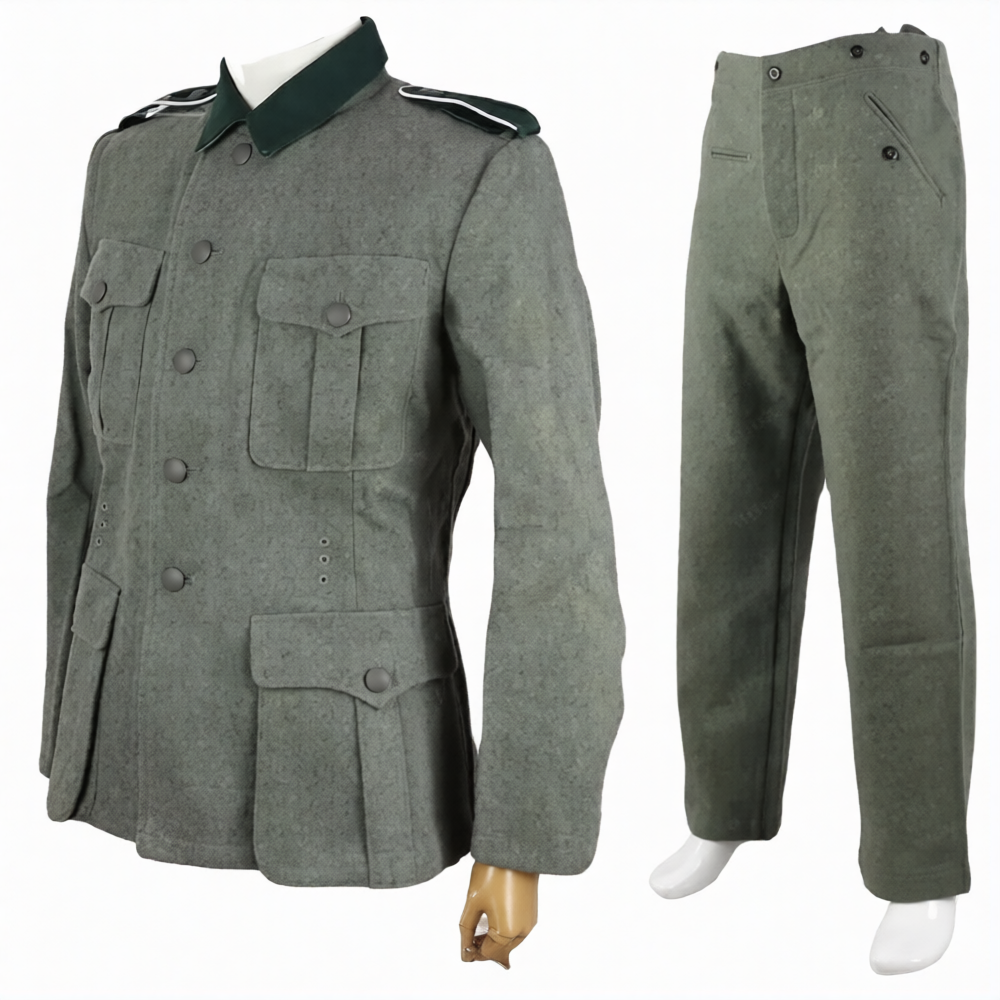 WWII M36 German Uniform in gray with classic military design for reenactments