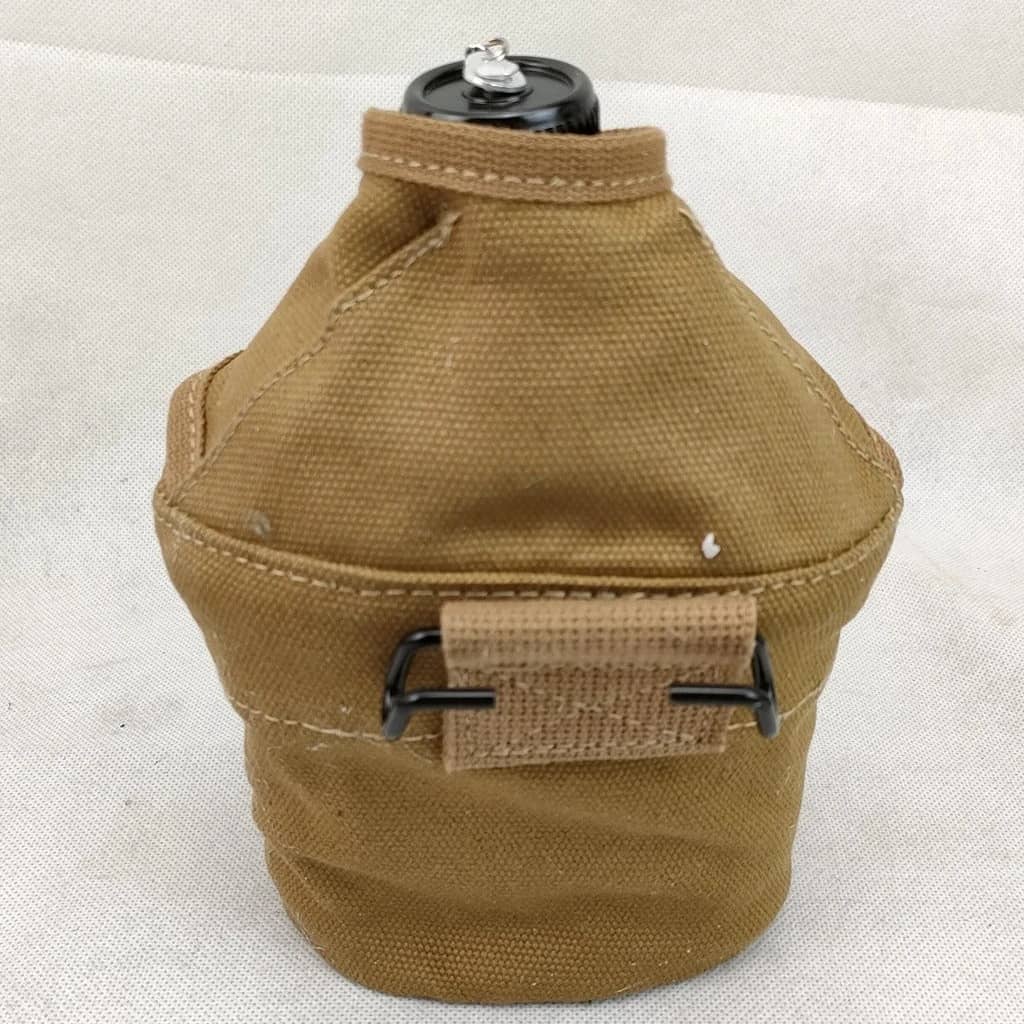 WWII canteen kettle in tan color, perfect for outdoor camping and hiking