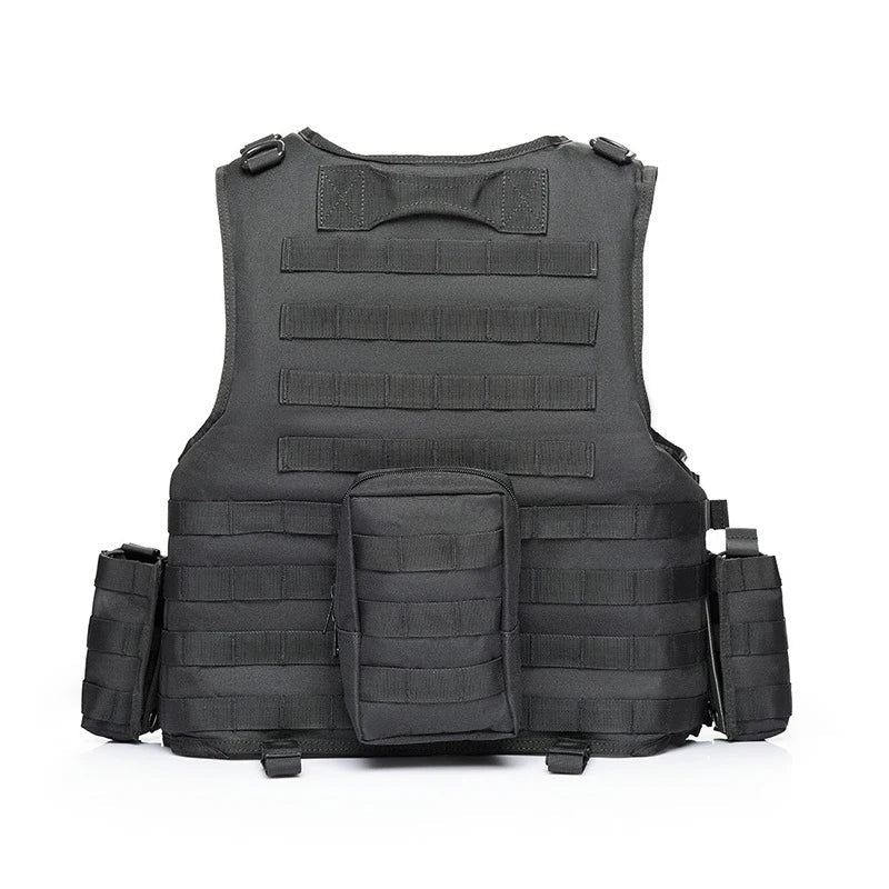 Yakeda Tactical Outdoor Vest in Black with MOLLE webbing and adjustable straps for outdoor activities