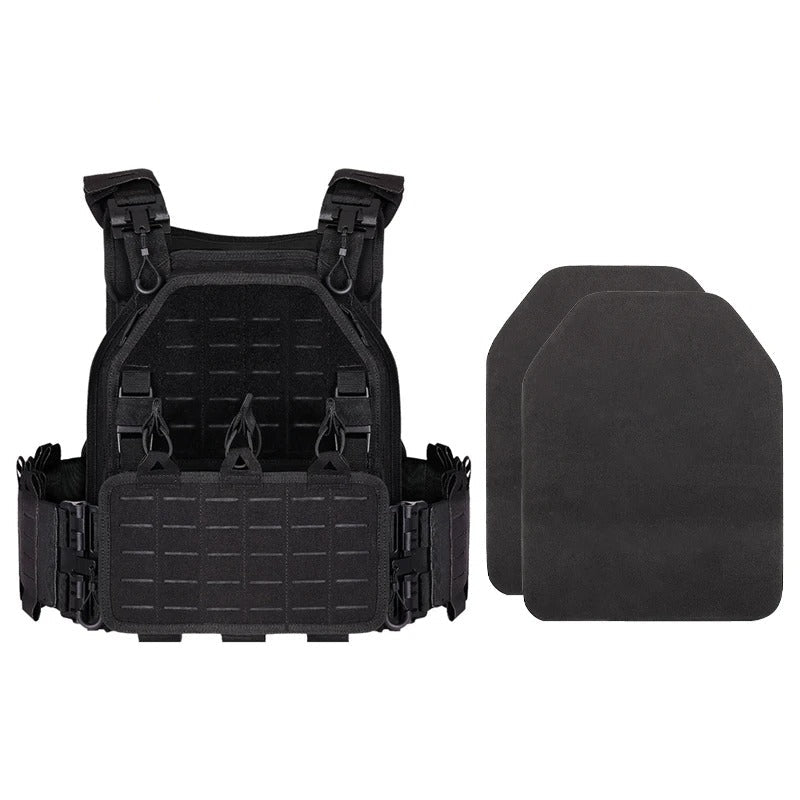 YAKEDA outdoor utility vest in black with modular design and included armor plates