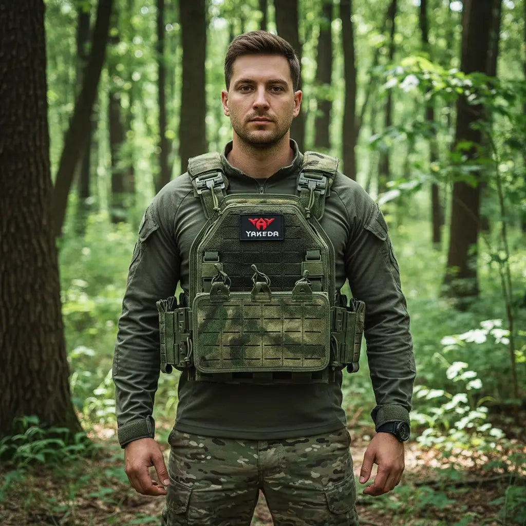 YAKEDA utility vest in camo for outdoor tactical use